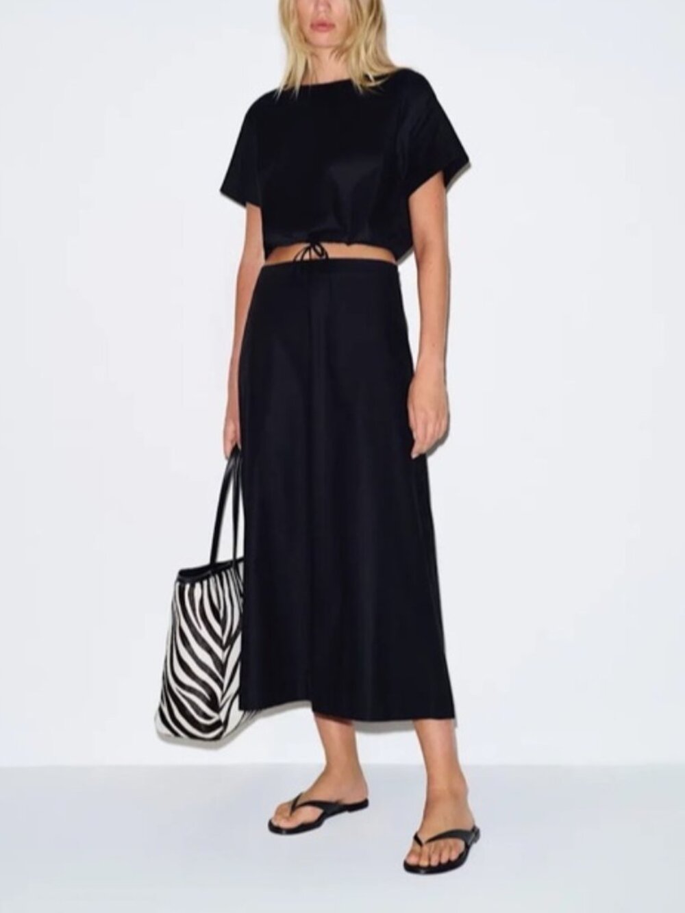 NEW Reformation Jordan Two Piece Short Sleeve Skirt Set Cotton Black | US 4 UK 8